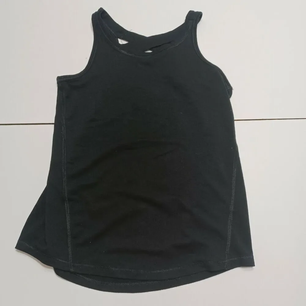 Yogalicious Girls Tank Top Black Razor Back Geometric Criss Cross S 7 8